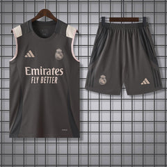 Real Madrid Grey Sleeveless Jersey With Shorts 2025