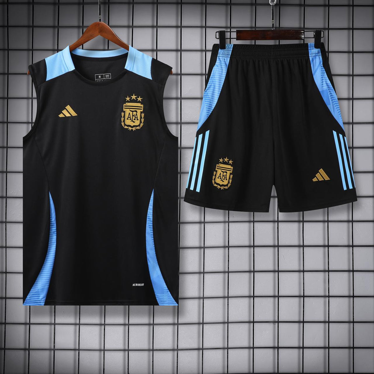 Argentina Black Sleeveless Jersey With Shorts 2025