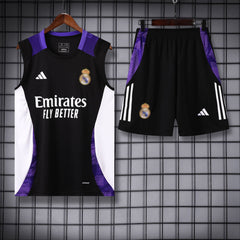 Real Madrid Black Sleeveless Jersey With Shorts 2025