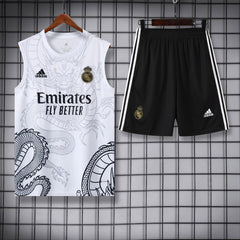 Real Madrid White Dragon Sleeveless Jersey With Shorts 2025